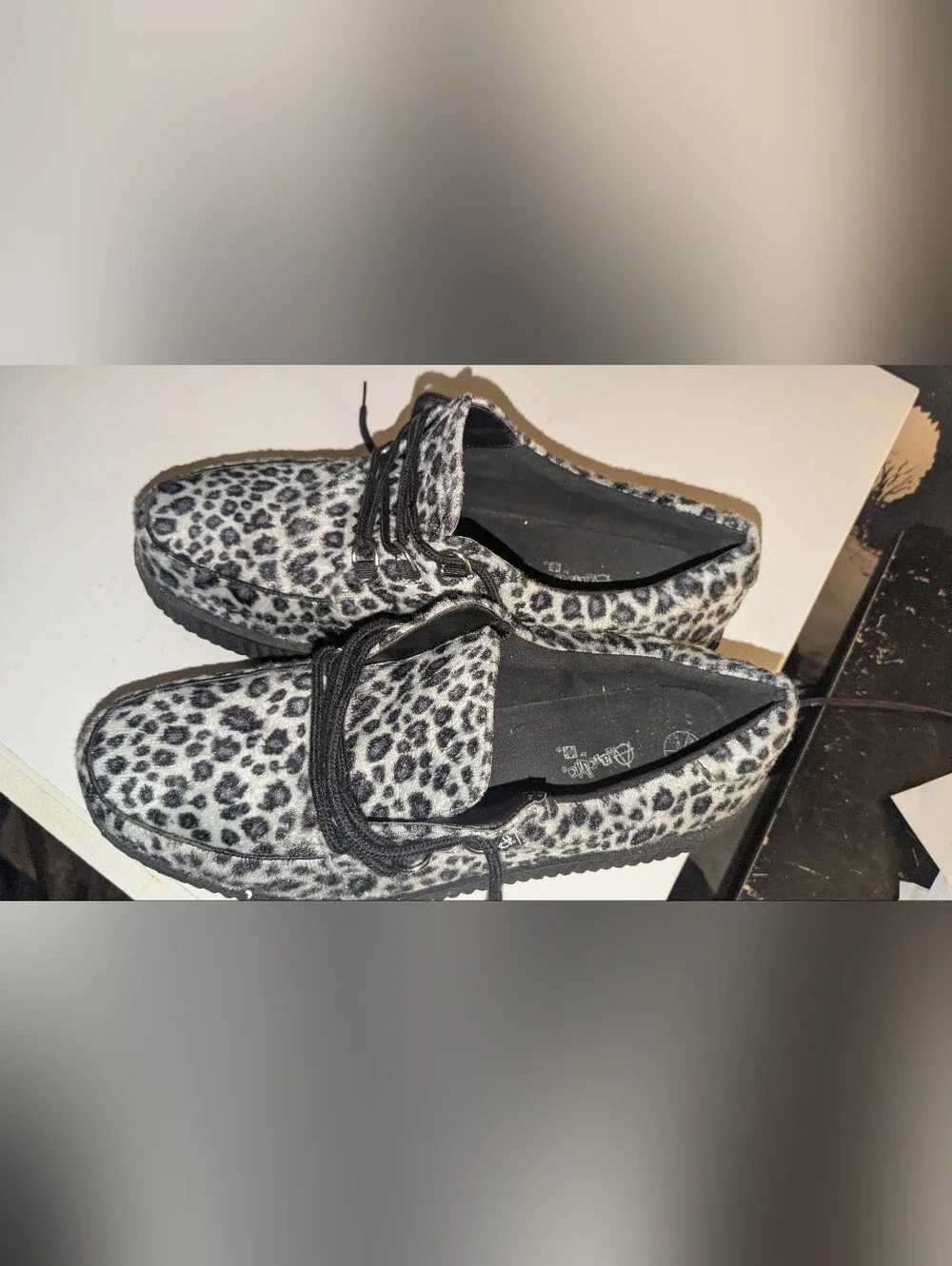 T.U.K Leopard-Print Platform Creepers - Black/White